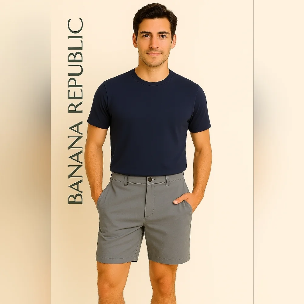 2/$30 BANANA REPUBLIC Gray Flat Front‎ Chino Shorts (#336)